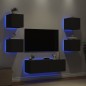vidaXL Muebles de TV de pared con luces LED 5 piezas negro vidaXL Muebles de TV de pared con luces LED 5 piezas negro
