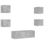 vidaXL Muebles de TV de pared con luces LED 5 piezas gris hormigón vidaXL Muebles de TV de pared con luces LED 5 piezas gris hormigón