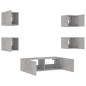 vidaXL Muebles de TV de pared con luces LED 5 piezas gris hormigón vidaXL Muebles de TV de pared con luces LED 5 piezas gris hormigón