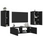 vidaXL Muebles de TV de pared con luces LED 3 piezas negro