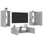 vidaXL Muebles de TV de pared con luces LED 3 piezas gris hormigón