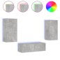 vidaXL Muebles de TV de pared con luces LED 3 piezas gris hormigón