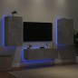 vidaXL Muebles de TV de pared con luces LED 3 piezas gris hormigón