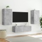 vidaXL Muebles de TV de pared con luces LED 3 piezas gris hormigón