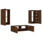 vidaXL Muebles de TV de pared con luces LED 3 piezas marrón roble