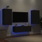 vidaXL Muebles de TV de pared con luces LED 3 piezas negro vidaXL Muebles de TV de pared con luces LED 3 piezas negro