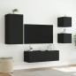 vidaXL Muebles de TV de pared con luces LED 4 piezas negro