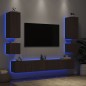vidaXL Muebles de TV de pared con luces LED 6 piezas marrón roble