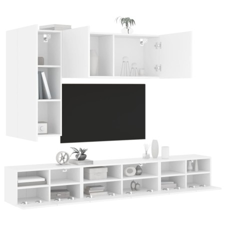vidaXL Muebles de TV de pared 5 piezas madera de ingeniería blanco