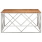vidaXL Mesa de centro acero inoxidable plateado y madera maciza acacia vidaXL Mesa de centro acero inoxidable plateado y madera maciza acacia