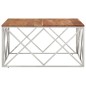 vidaXL Mesa de centro acero inoxidable plateado y madera maciza acacia vidaXL Mesa de centro acero inoxidable plateado y madera maciza acacia