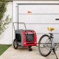 vidaXL Remolque de bicicleta mascotas hierro tela Oxford rojo gris vidaXL Remolque de bicicleta mascotas hierro tela Oxford rojo gris
