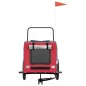 vidaXL Remolque de bicicleta mascotas hierro tela Oxford rojo gris vidaXL Remolque de bicicleta mascotas hierro tela Oxford rojo gris