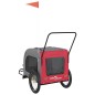 vidaXL Remolque de bicicleta mascotas hierro tela Oxford rojo gris vidaXL Remolque de bicicleta mascotas hierro tela Oxford rojo gris