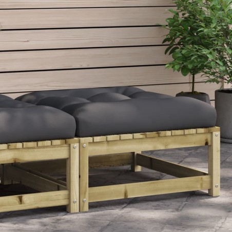 vidaXL Taburete de jardín con cojín madera de pino impregnada