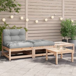 vidaXL Sofá de jardín sin reposabrazos con cojines y reposapiés