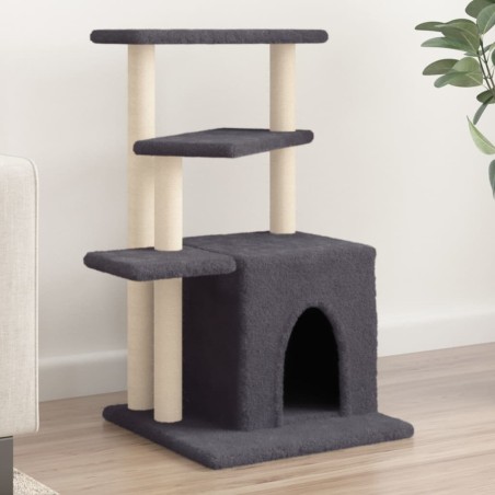vidaXL Rascador para gatos con postes de sisal gris oscuro 83,5 cm