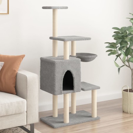 vidaXL Rascador para gatos con postes de sisal gris claro 131 cm