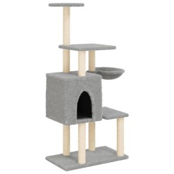 vidaXL Rascador para gatos con postes de sisal gris claro 131 cm