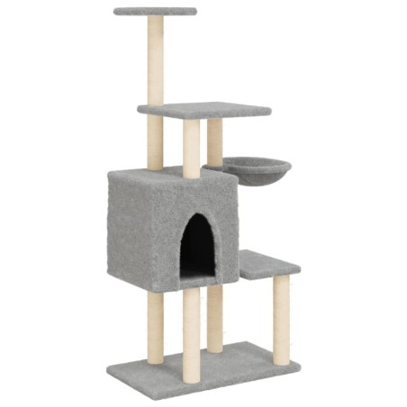 vidaXL Rascador para gatos con postes de sisal gris claro 131 cm