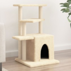 vidaXL Rascador para gatos con postes de sisal color crema 83,5 cm