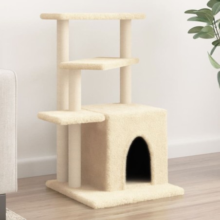 vidaXL Rascador para gatos con postes de sisal color crema 83,5 cm