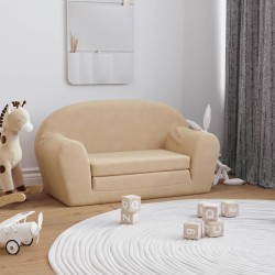 vidaXL Sofá cama de niños 2 plazas felpa suave crema