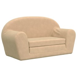 vidaXL Sofá cama de niños 2 plazas felpa suave crema