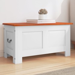 vidaXL Baúl de almacenaje con tapa madera de acacia marrón y blanco