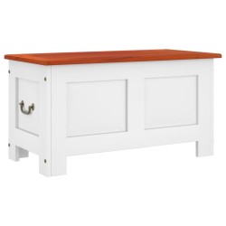 vidaXL Baúl de almacenaje con tapa madera de acacia marrón y blanco