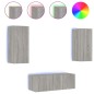 vidaXL Muebles TV pared con LED 4 pzas madera ingeniería gris Sonoma