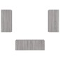 vidaXL Muebles TV pared con LED 4 pzas madera ingeniería gris Sonoma