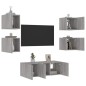 vidaXL Muebles TV pared con LED 6 pzas madera ingeniería gris Sonoma