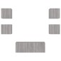 vidaXL Muebles TV pared con LED 6 pzas madera ingeniería gris Sonoma