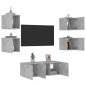 vidaXL Muebles TV pared con LED 6 pzas madera ingeniería gris hormigón