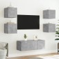 vidaXL Muebles TV pared con LED 6 pzas madera ingeniería gris hormigón