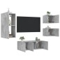 vidaXL Muebles TV pared con LED 5 pzas madera ingeniería gris hormigón