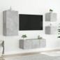 vidaXL Muebles TV pared con LED 5 pzas madera ingeniería gris hormigón