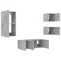 vidaXL Muebles TV pared con LED 5 pzas madera ingeniería gris hormigón