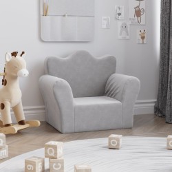 vidaXL Sofá para niños felpa suave gris claro