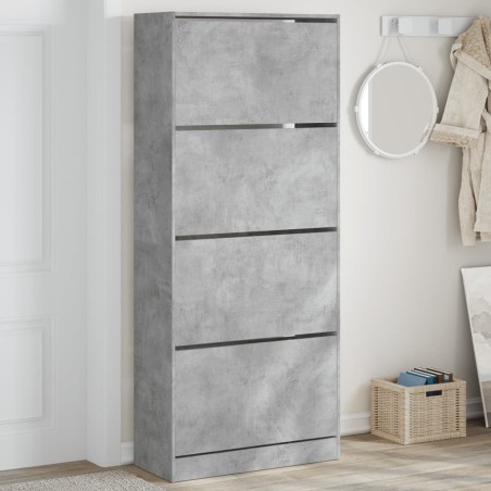 vidaXL Mueble zapatero 4 cajones abatibles gris hormigón 80x34x187,5cm