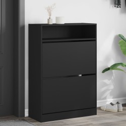 vidaXL Mueble zapatero con 2 cajones abatibles negro 80x34x116 cm
