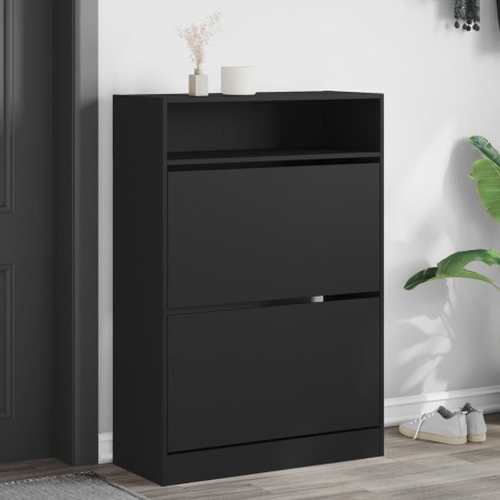 vidaXL Mueble zapatero con 2 cajones abatibles negro 80x34x116 cm