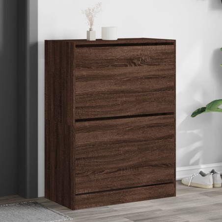 vidaXL Mueble zapatero 2 cajones abatibles marrón roble 80x42x108 cm