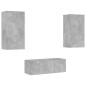vidaXL Muebles TV pared con LED 4 pzas madera ingeniería gris hormigón vidaXL Muebles TV pared con LED 4 pzas madera ingeniería gris hormigón