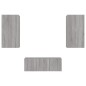 vidaXL Muebles TV pared con LED 4 pzas madera ingeniería gris Sonoma