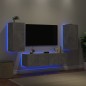 vidaXL Muebles TV pared con LED 4 pzas madera ingeniería gris hormigón