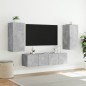 vidaXL Muebles TV pared con LED 4 pzas madera ingeniería gris hormigón