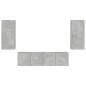 vidaXL Muebles TV pared con LED 4 pzas madera ingeniería gris hormigón