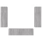 vidaXL Muebles TV pared con LED 6 pzas madera ingeniería gris Sonoma